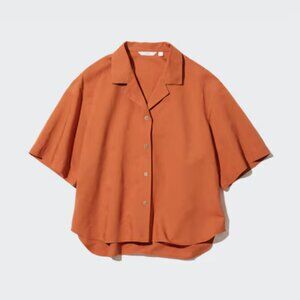 UNIQLO Linen-Blend Open Collar Short-Sleeve Shirt  -   multi color available